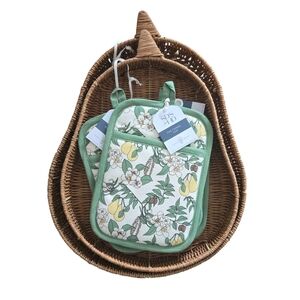 SDS For HD Rattan Pear Shaped Serving Tray Pot Holder Set 4 pcs NWT